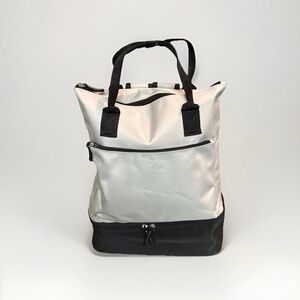 DSW Gray Black Nylon Backpack Gym Travel Bag w/ Shoe Compartment Water-Resistant